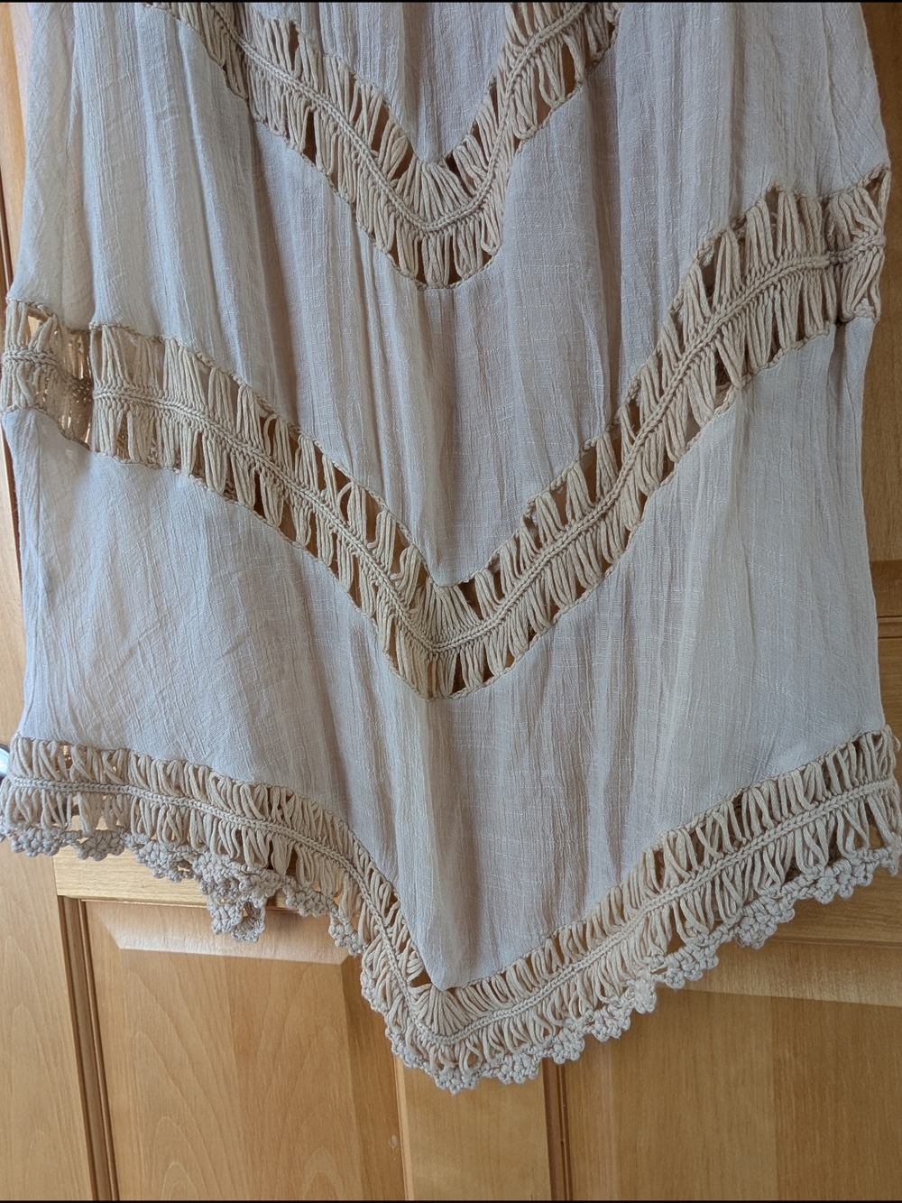 Dreamers Macramé Open Crochet Vest in Natural Cream - Picture 8 of 9